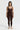 Sleek long jumpsuit brown in model front view - JUV